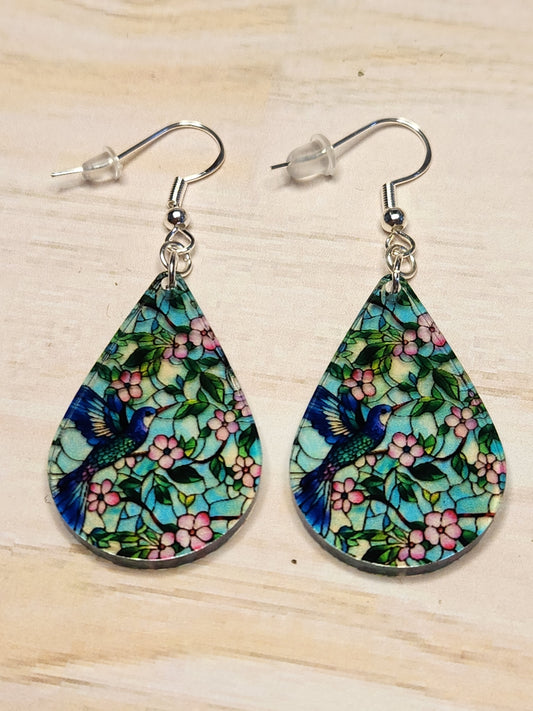 Earrings: Stainglass Hummingbirds
