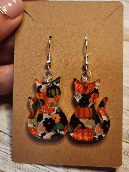 Earrings: Fall (pumpkins and flowers)