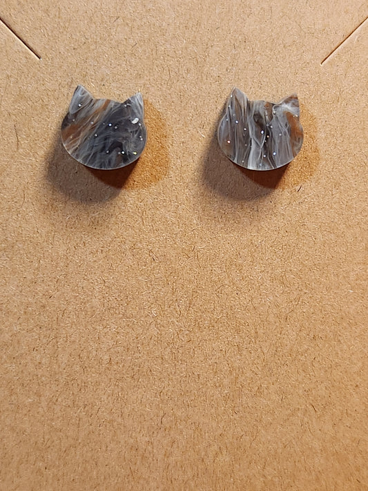 Stud Earrings: Cats (brown sparkle)