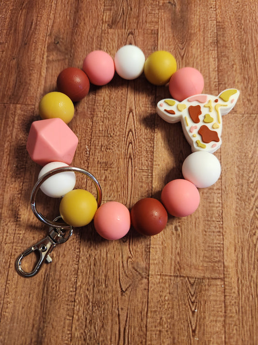 Wristlet: Cows (Pinks and tans)
