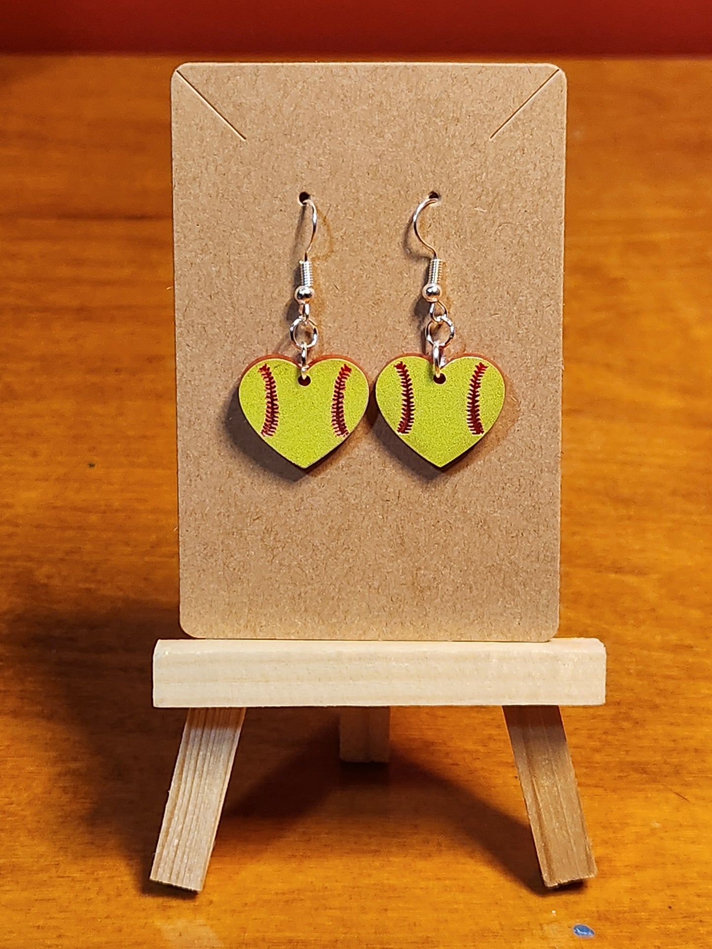 Earrings: Softball (hearts)