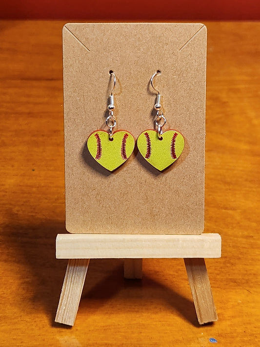 Earrings: Softball (hearts)
