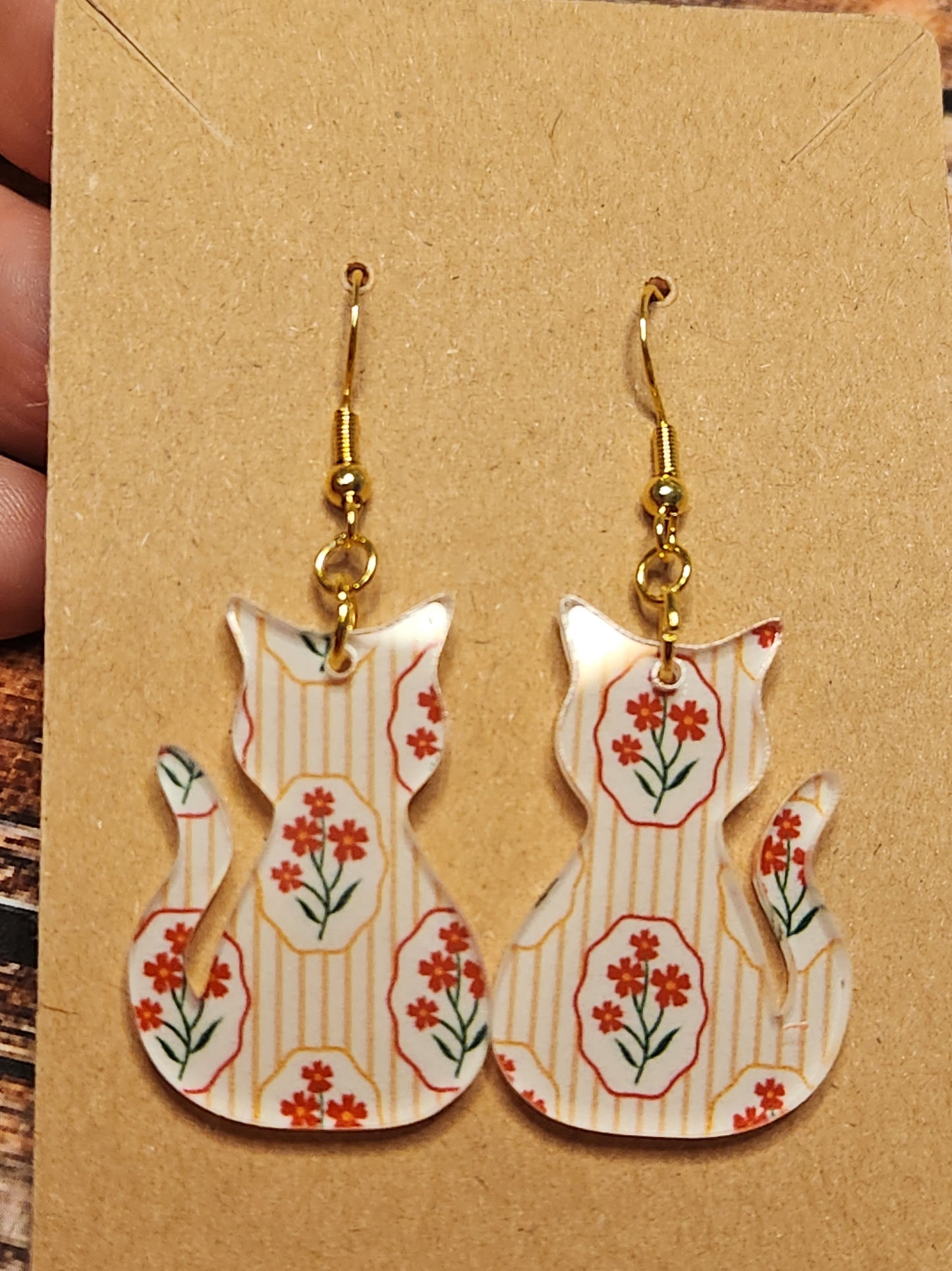 Earrings: Cats (Vintage floral)