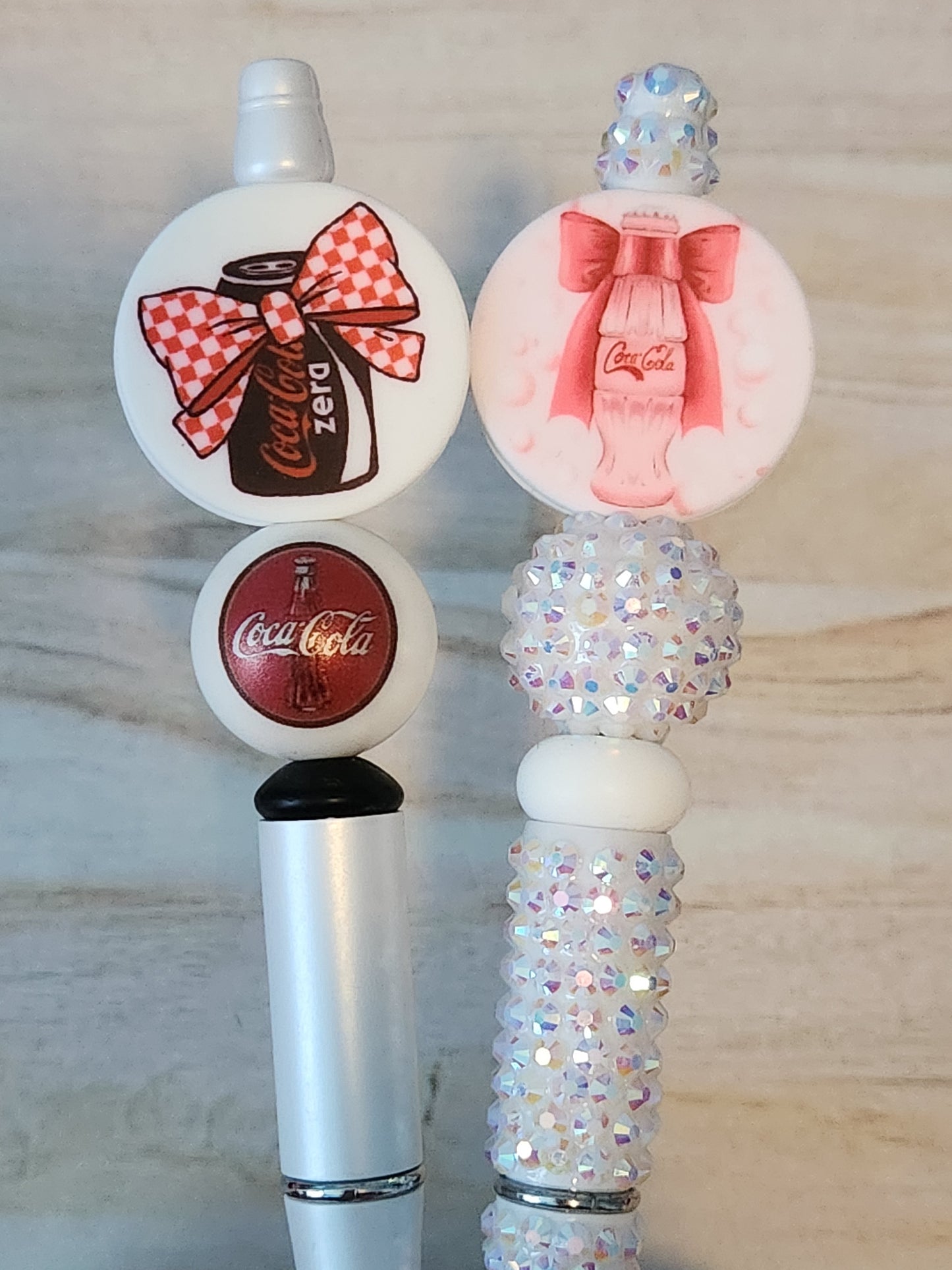 Beaded Pen: Coca Cola (Coke Zero and Bow)