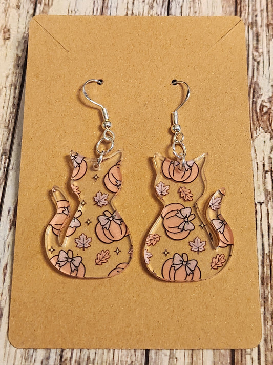 Earrings: Fall (Pink pumpkins, cats)