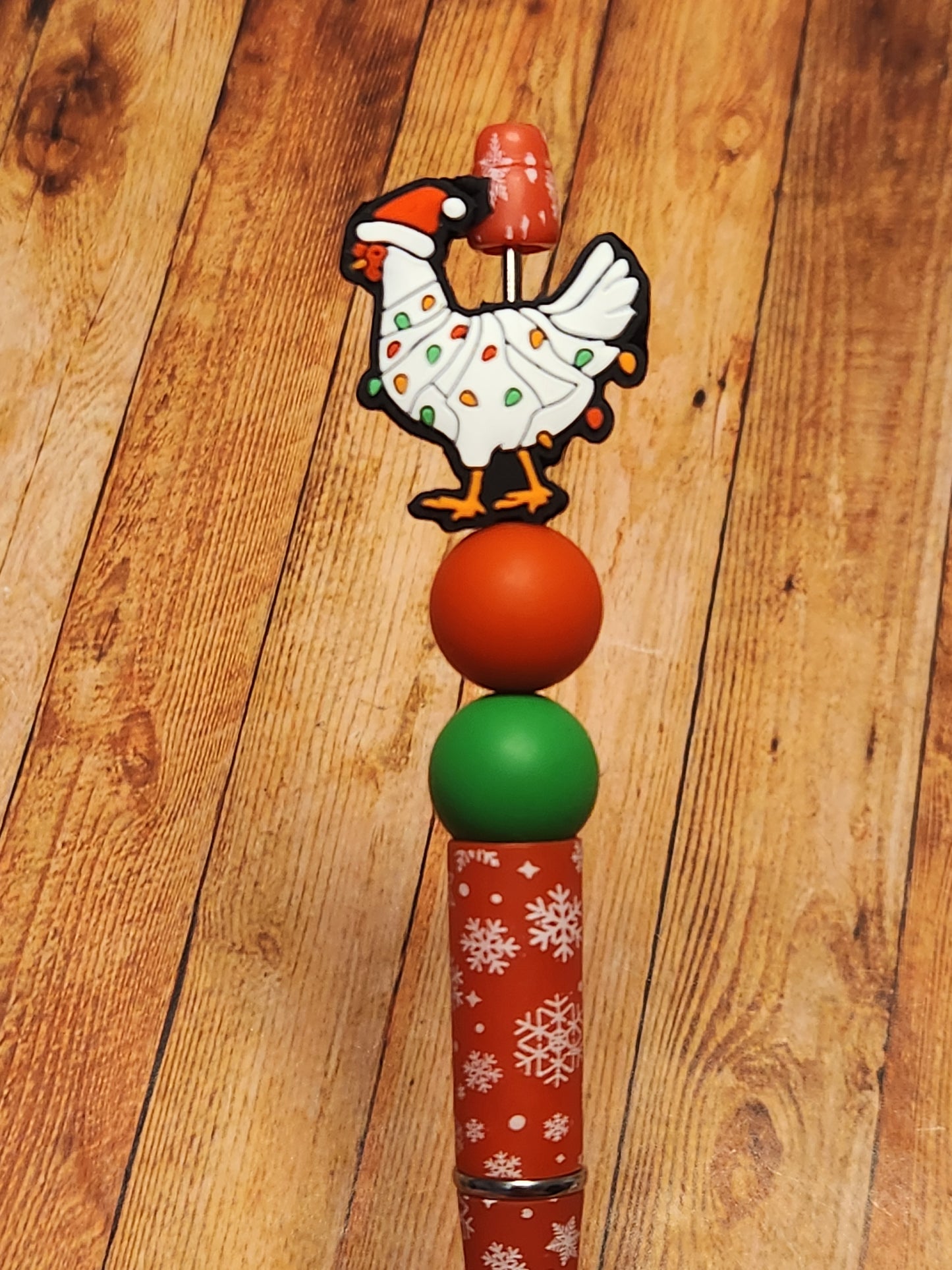 Beaded Pen: Winter (Christmas Chicken)