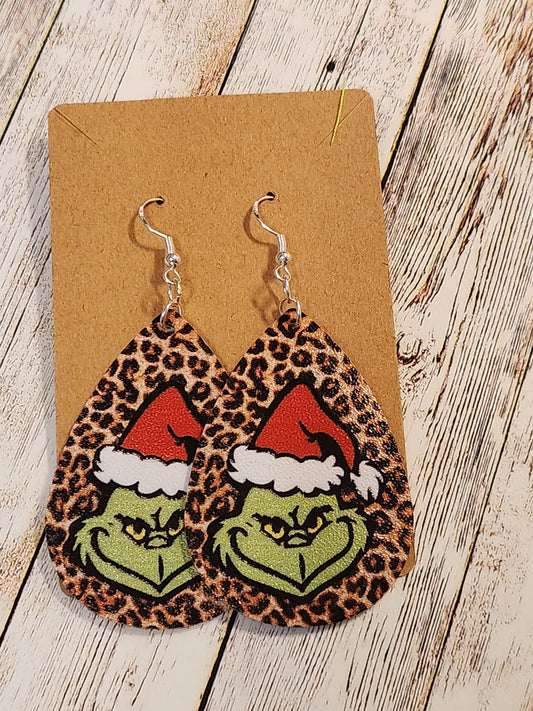 Earrings: Winter (Grinch, leopard)