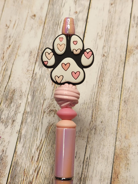 Beaded Pen: Pets (pink paw)