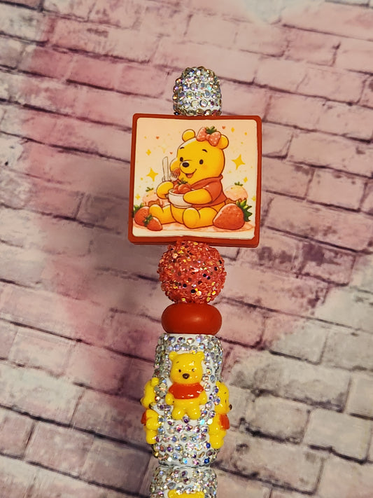 Beaded Pen: Winnie Pooh (Strawberries)