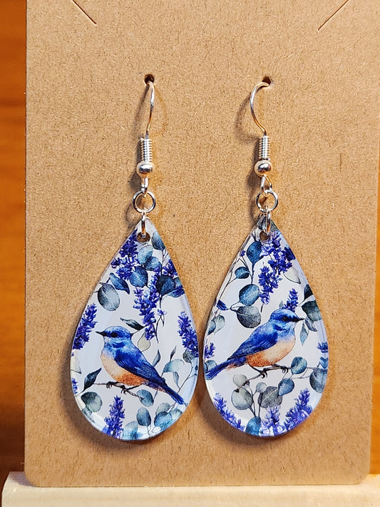 Earrings: Blue birds