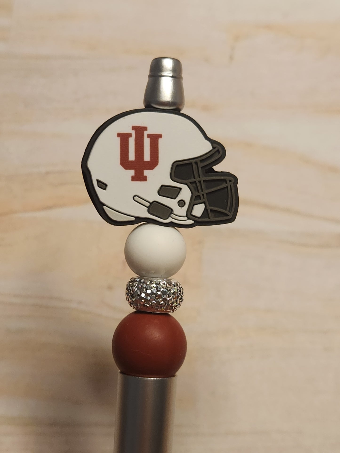 Beaded Pen: Hoosiers (football, helmet and glitter sparkle)