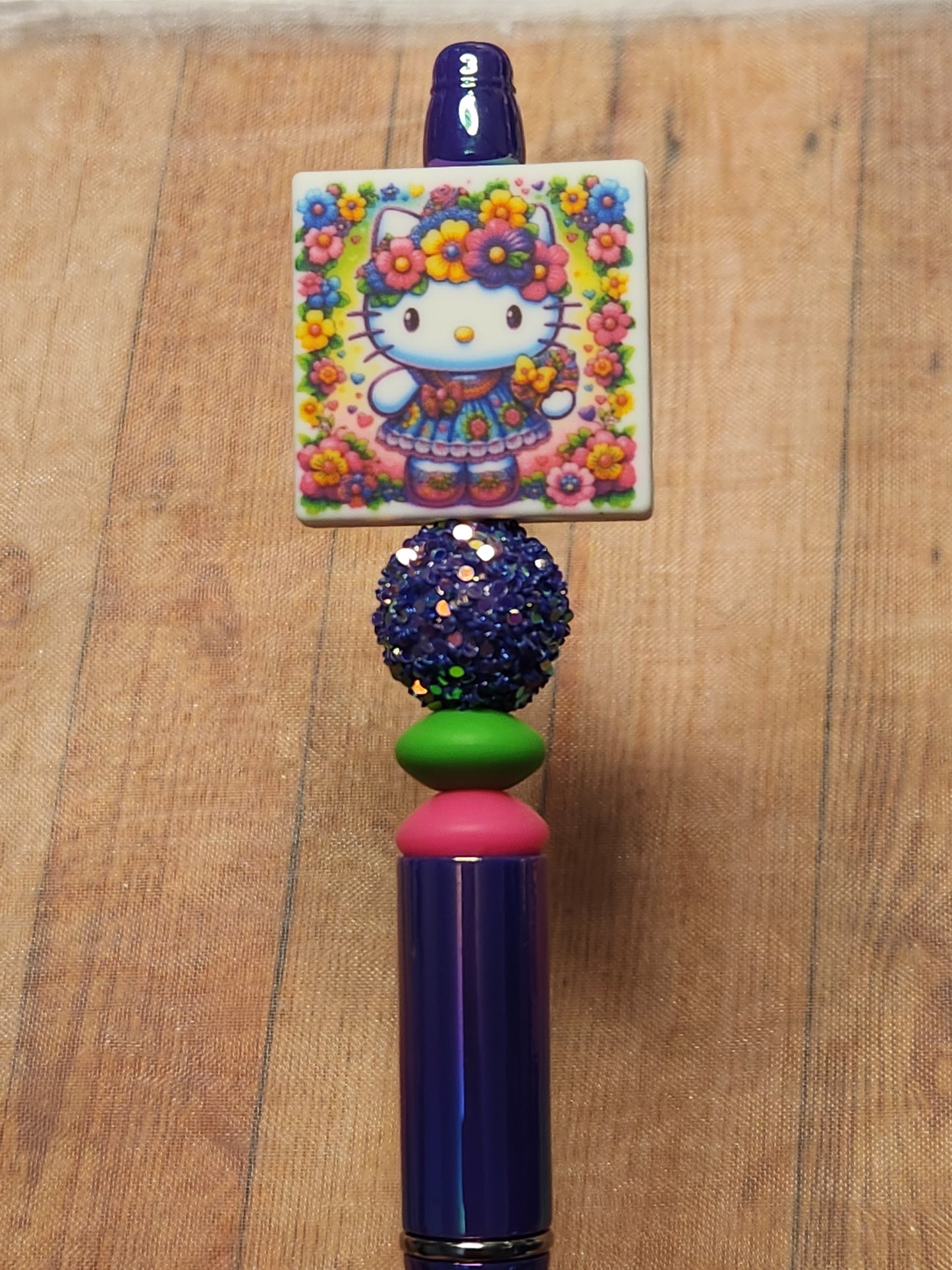 Beaded Pen: Hello Kitty (Summer, Flowers)