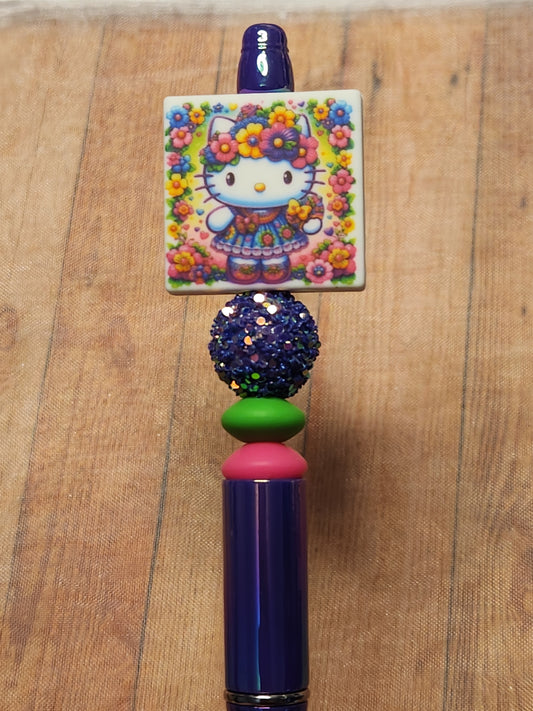 Beaded Pen: Hello Kitty (Summer, Flowers)