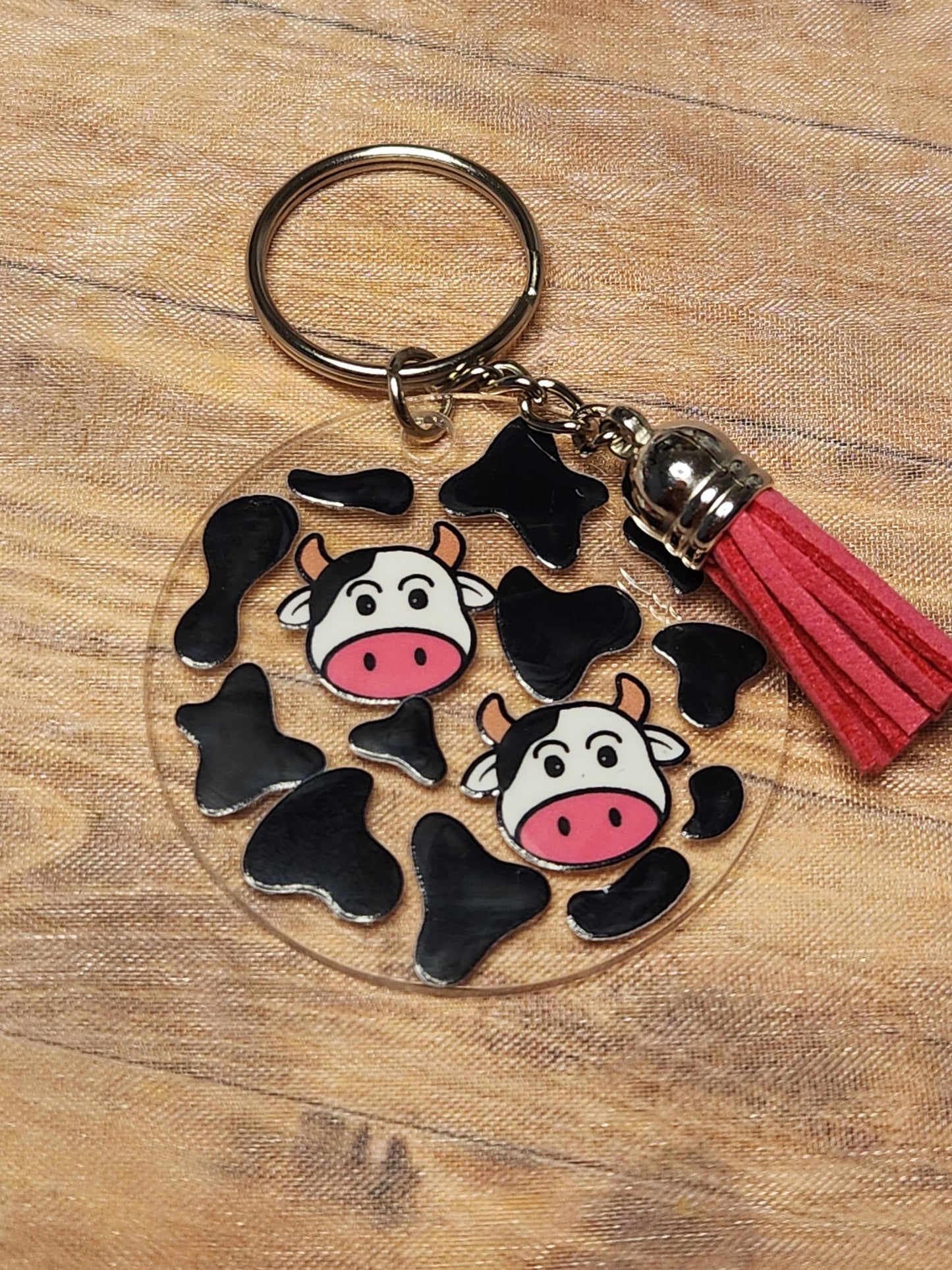 Circle Keychain: Cute Cows