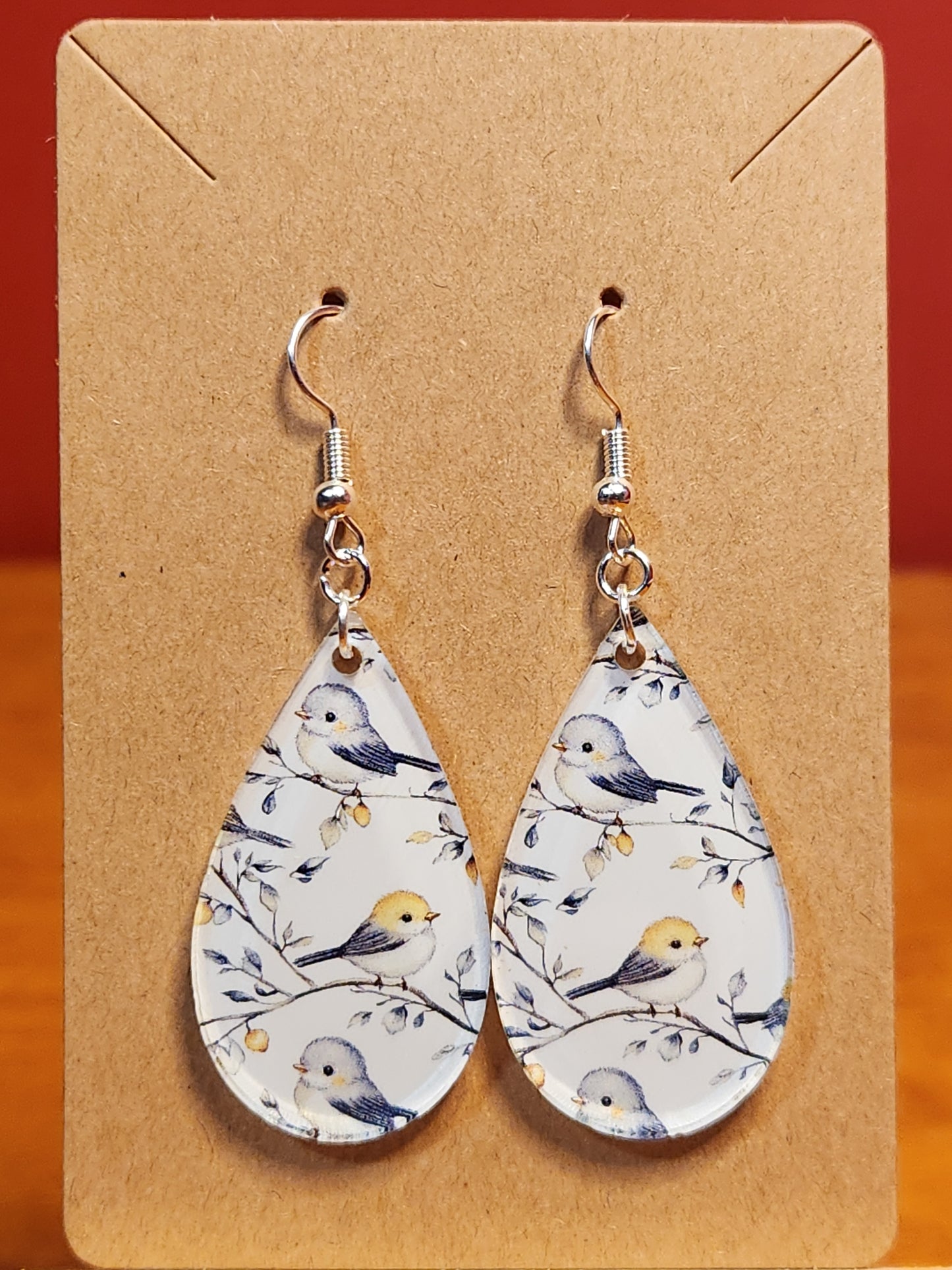 Earrings: Birds (blue and yellow)