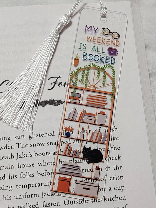 Bookmark: My weekend is booked (cats)