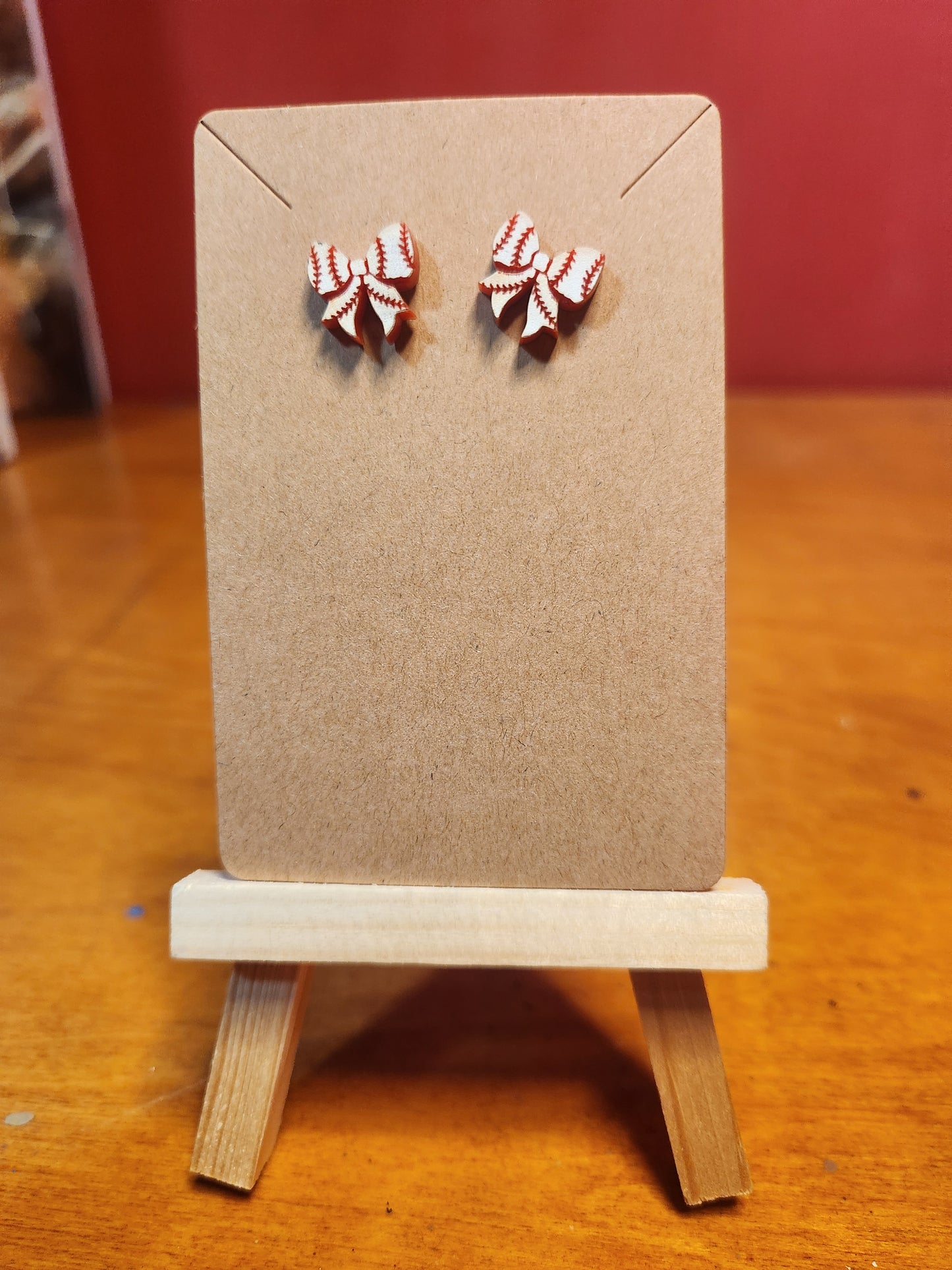Stud Earrings: Sports (Baseball Bows)