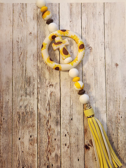 Car Charms: Sunflower (light yellow and brown)