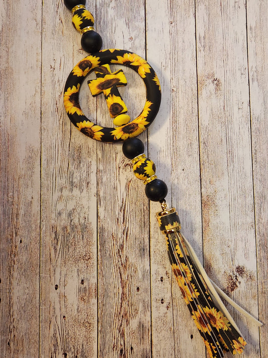 Car Charms: Faith (Sunflowers, black and yellow)