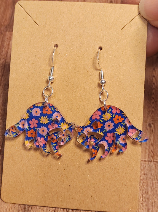 Earrings: Floral Raccoons