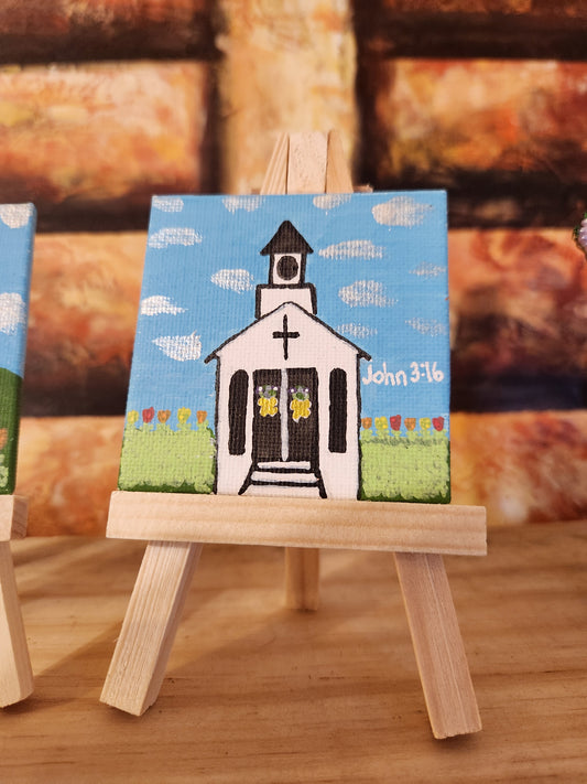 Mini Canvas: Faith (John 3:16, church, easter)