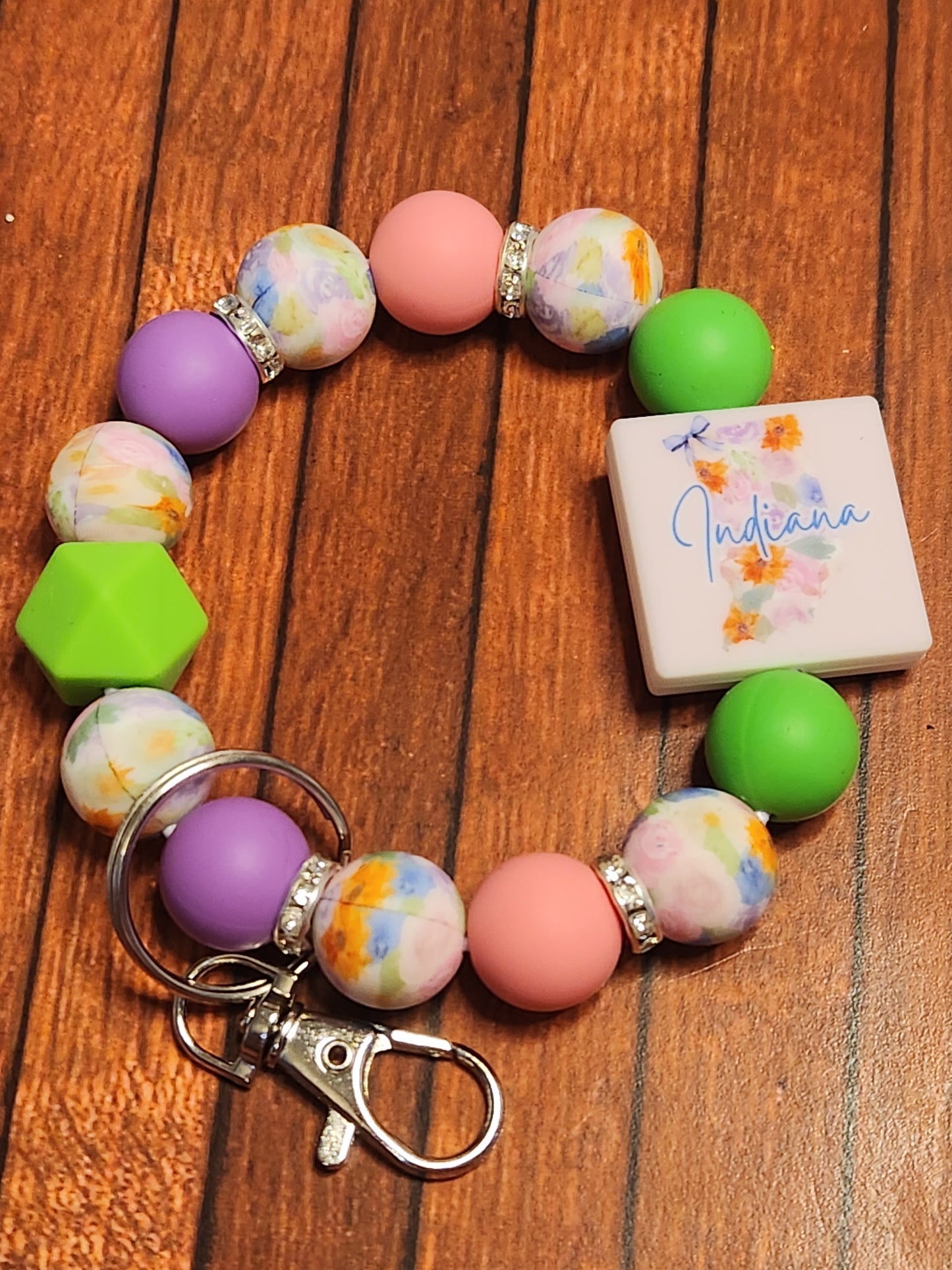 Wristlet: Indiana (green, pink and purple)