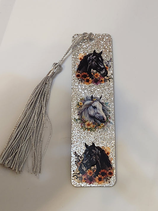 Bookmark: Horses (silver)