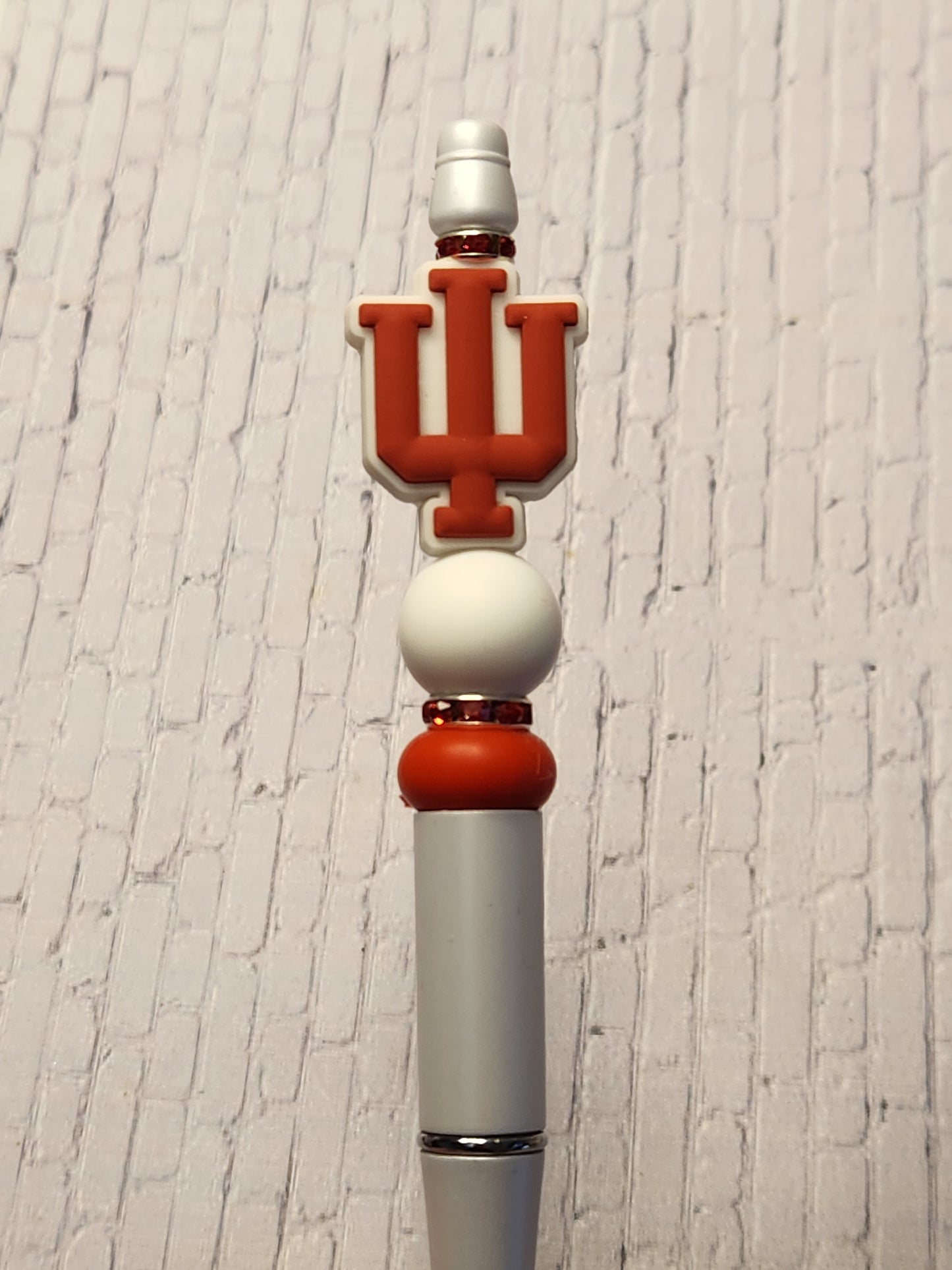 Beaded Pen: Indiana inspired (Red and white)