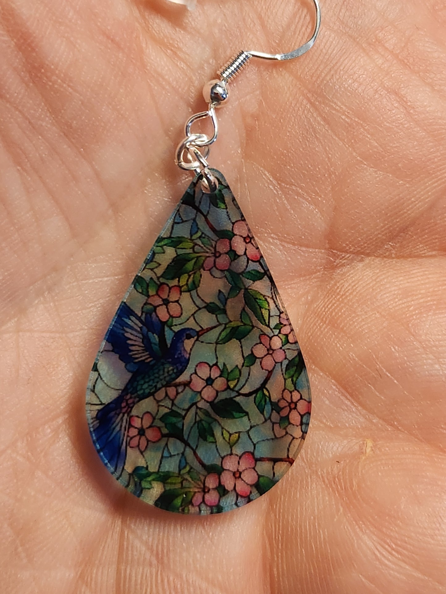 Earrings: Stainglass Hummingbirds