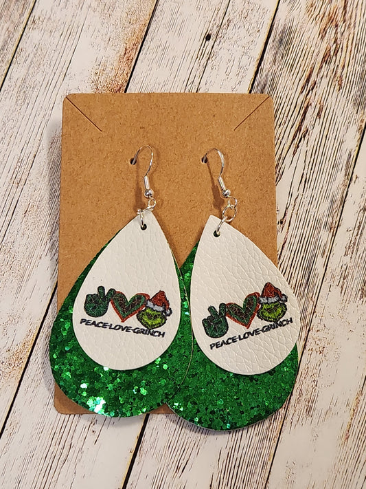 Earrings: Winter (Peace, Love, Grinch)