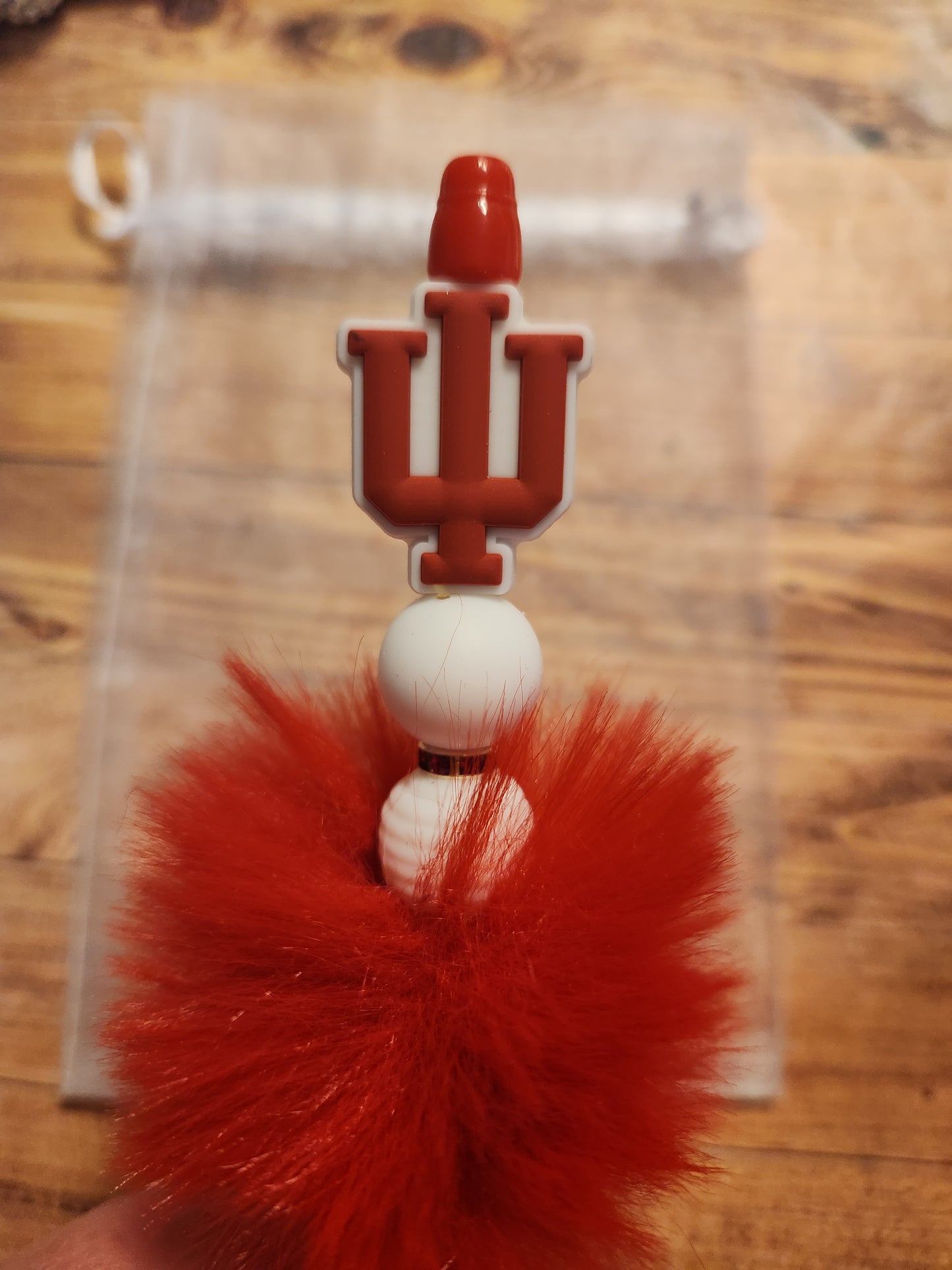 Beaded Pen: Indiana #5 (Red fluff)