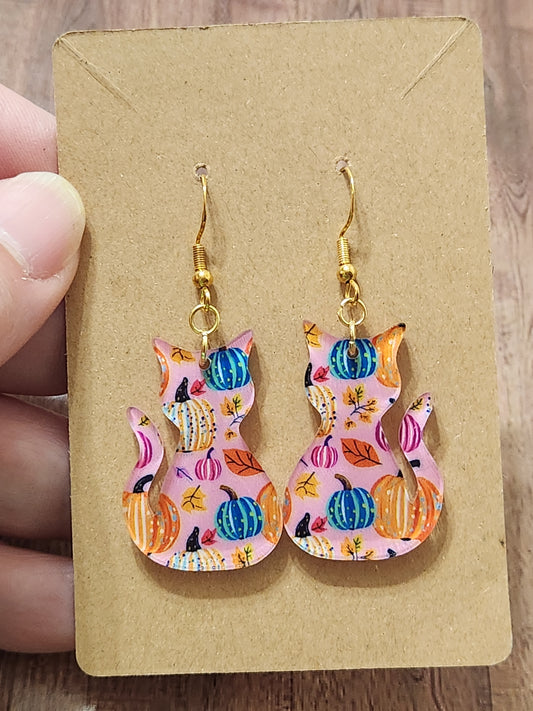Earrings: Fall (Pink and pumpkins)