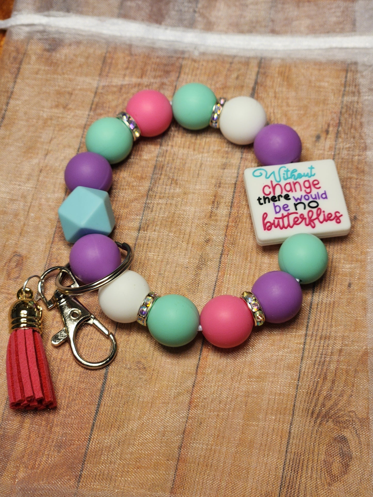 Wristlet: Without change, there would be no butterflies (double-sided)