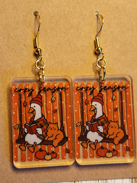 Earrings: Fall (Cozy Season, goose, cat)