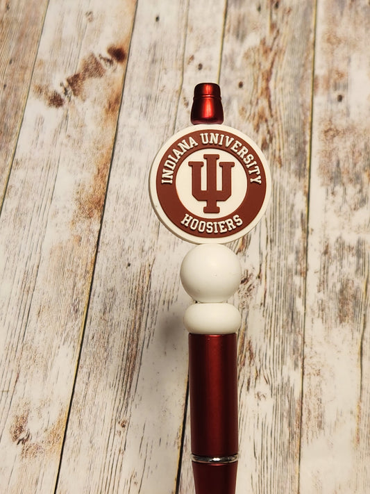 Beaded Pen: Hoosiers (school symbol, crimson pen)