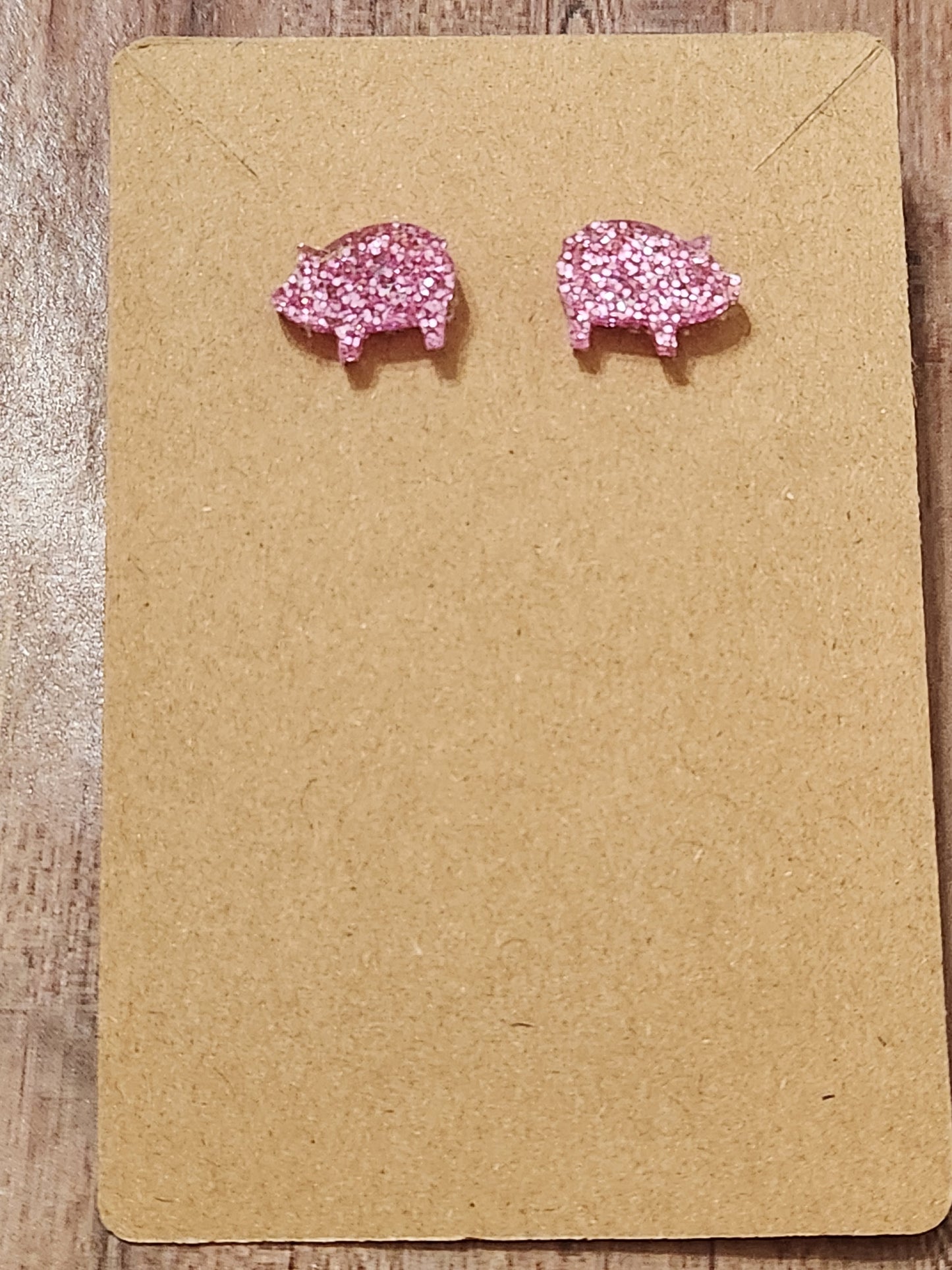 Stud Earrings: Pink Glitter Pigs