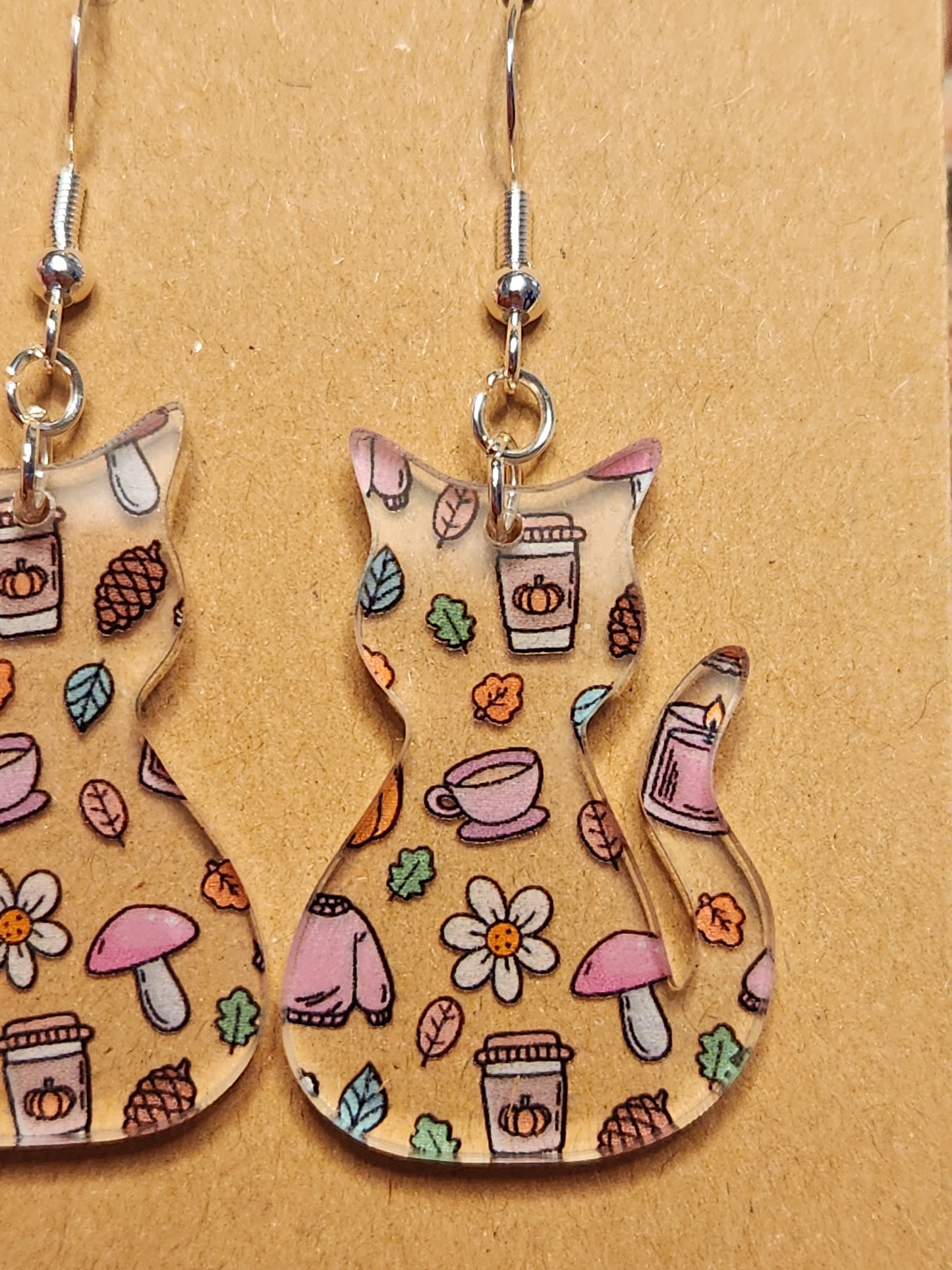 Earrings: Cats (Cats and lattes, winter)