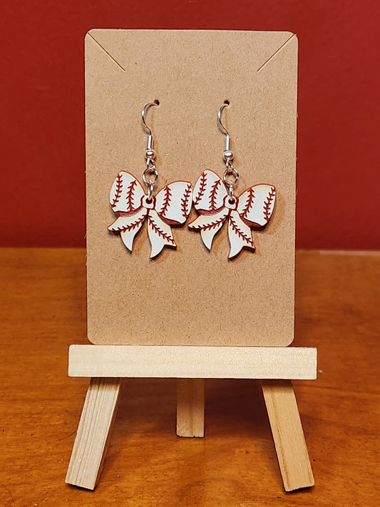 Earrings: Baseball (bows)