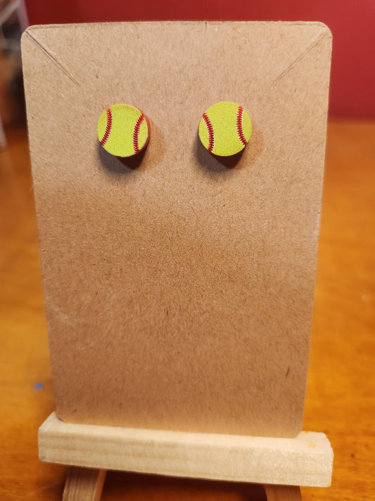 Stud Earrings: Sports (Softball)