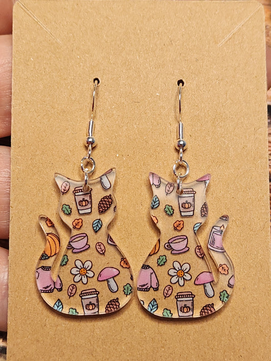 Earrings: Cats (Cats and lattes, winter)