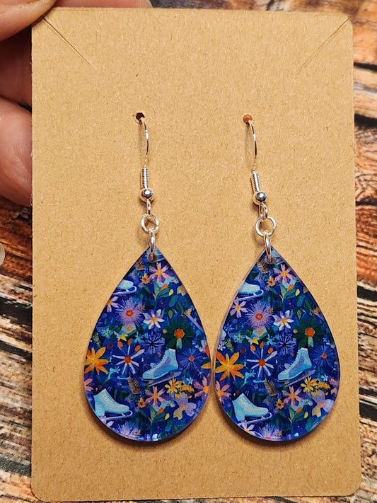 Earrings: Winter (Ice skating and flowers)