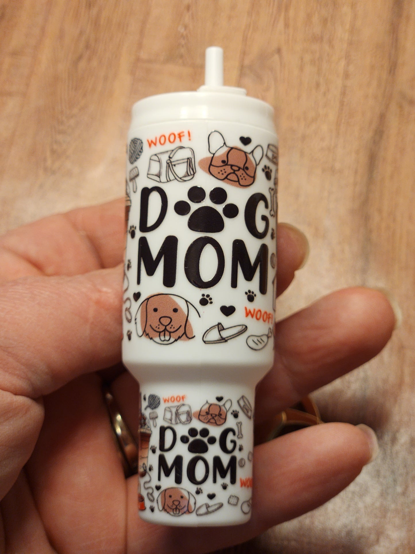 Tumbler Keychain: Dog Mom and Coffee