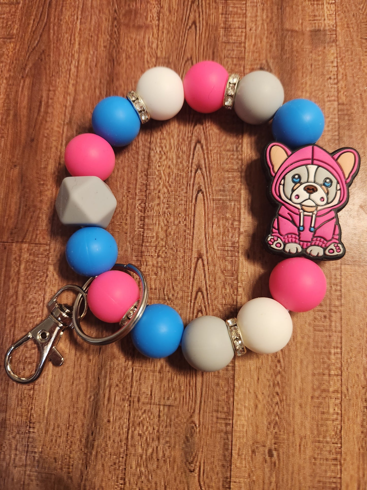 Wristlet: Dog with pink hoodie