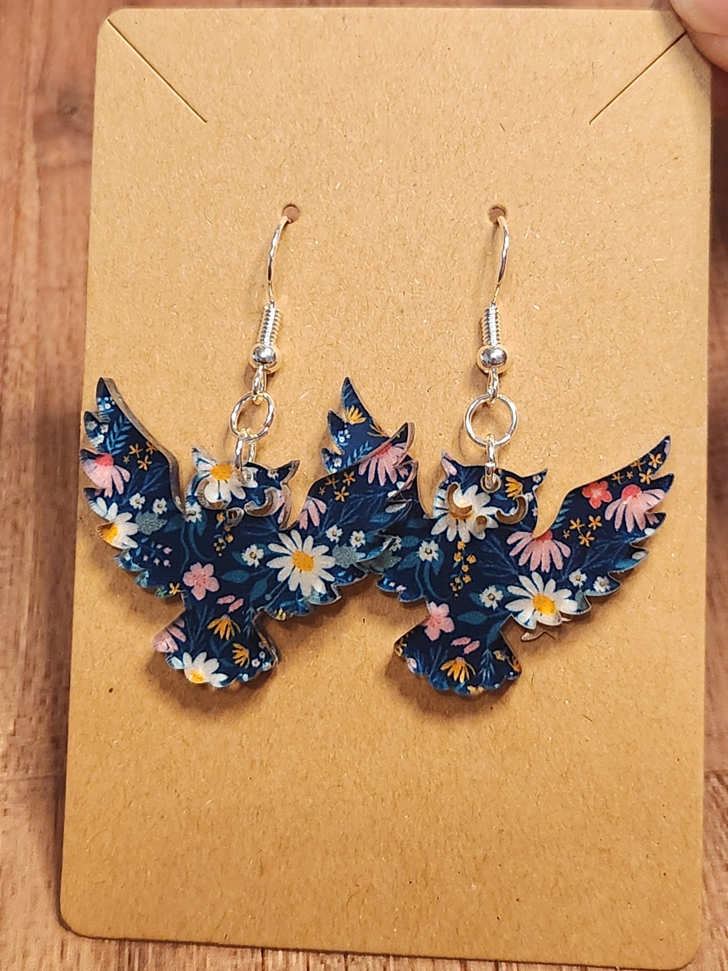 Earrings: Floral Owls