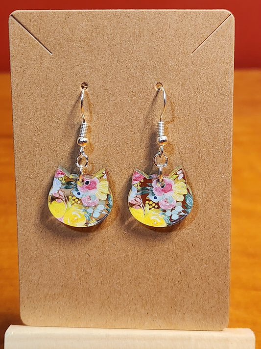 Earrings: Cats (Floral cat faces)