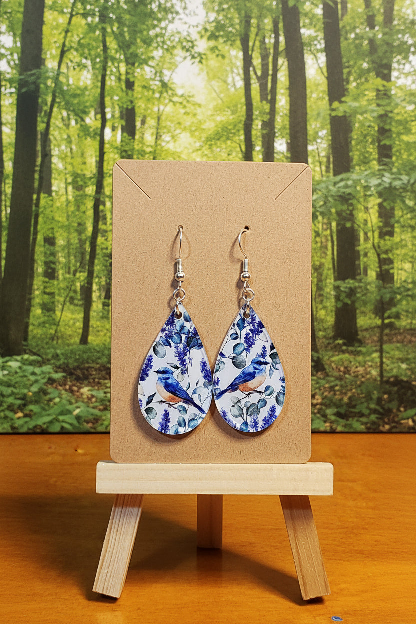 Earrings: Blue birds