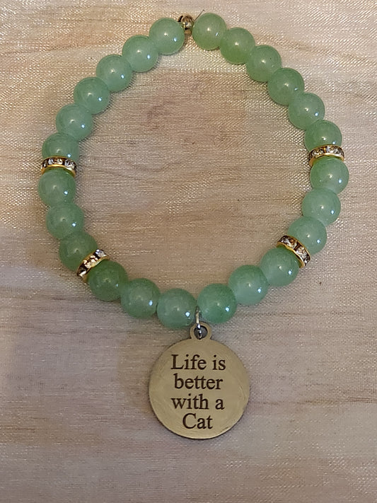Bracelet: Life is Better with a cat (teal)