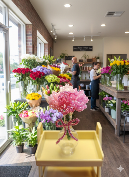 Beaded Bouquet: pink roses