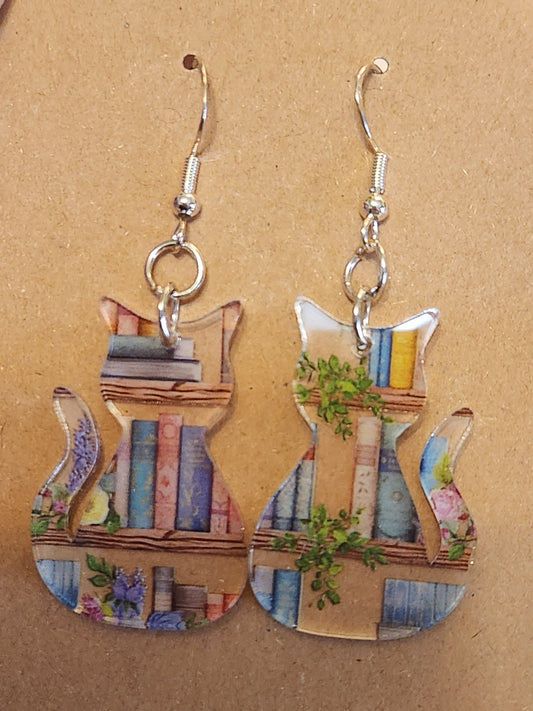 Earrings: Cats (Cat/Books)