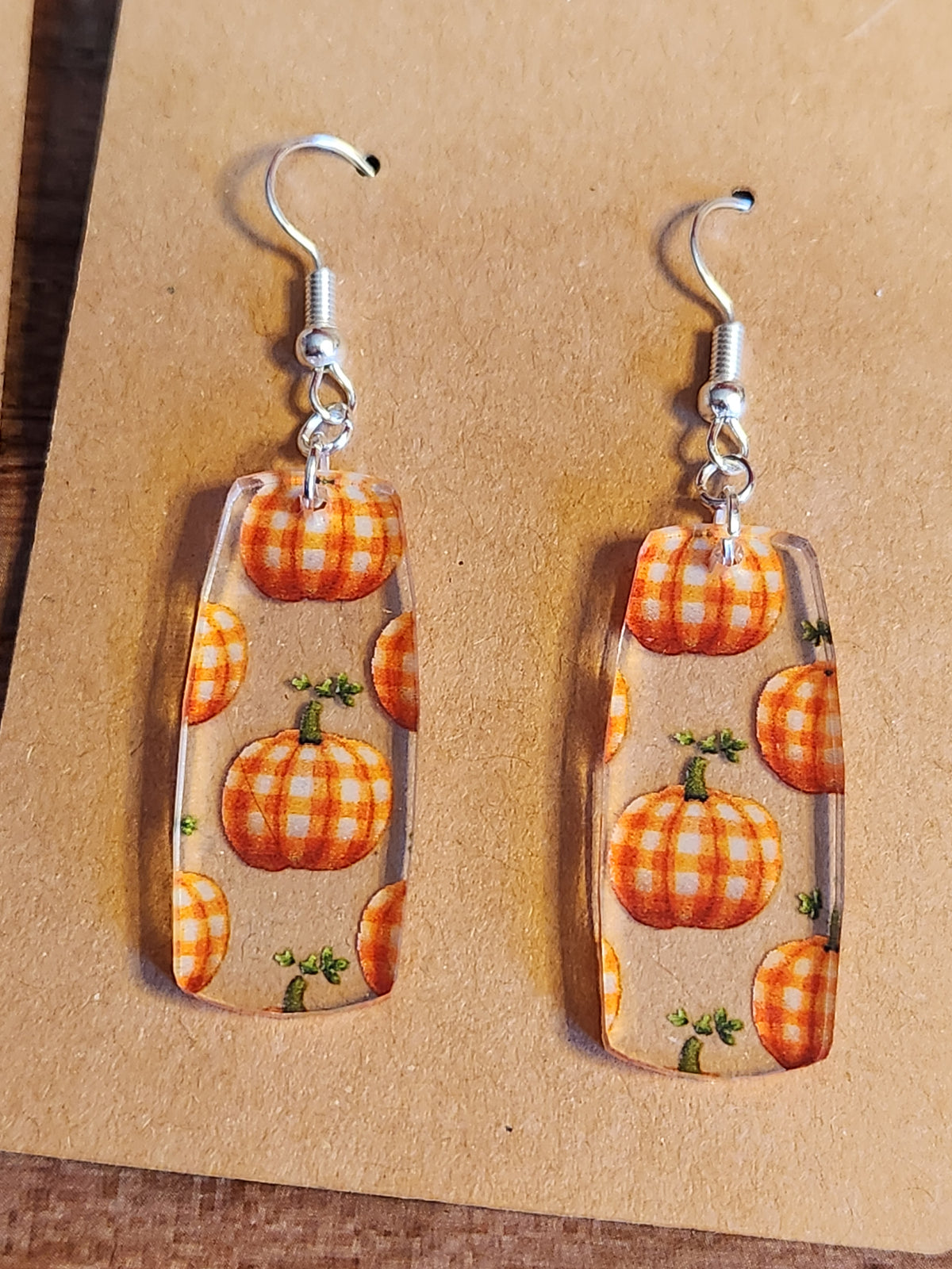 Earrings: Fall (Pumpkins, square)